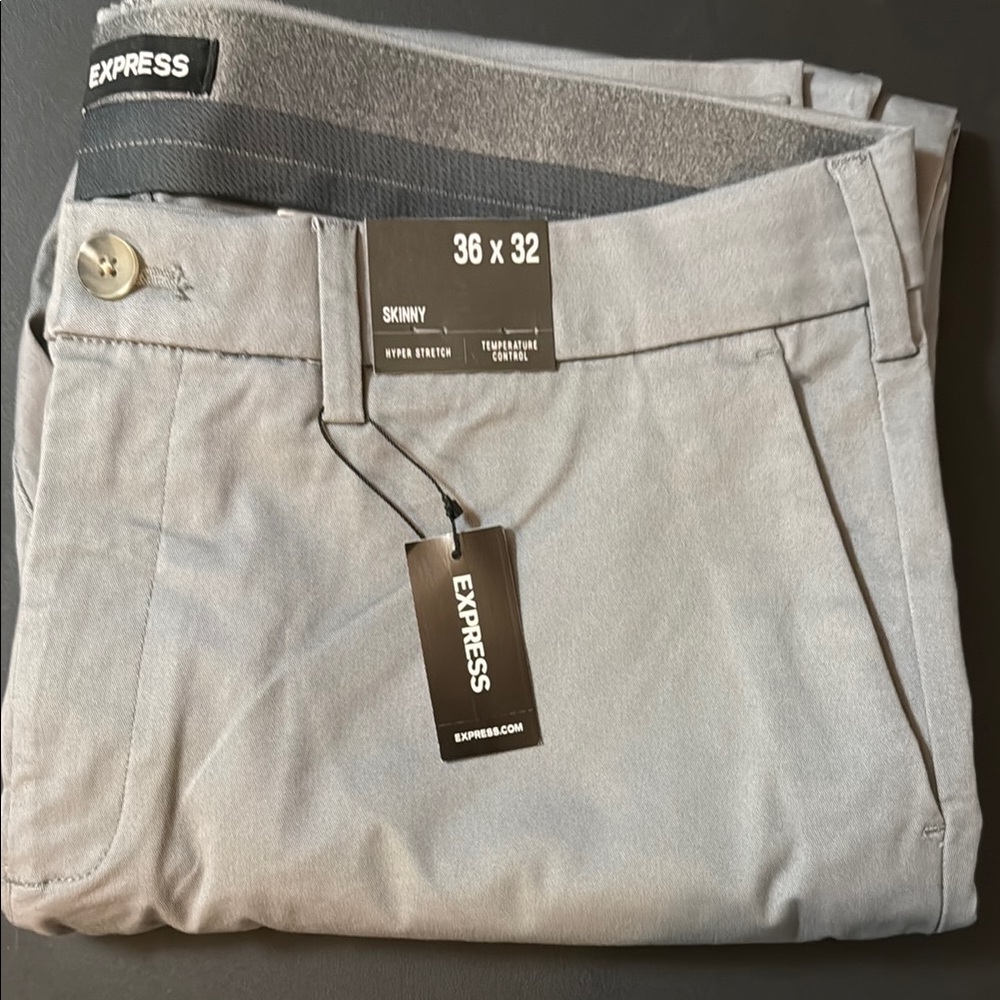 Express Men's Skinny Fit Pants - Gray